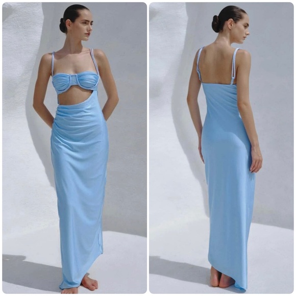 New! Baobab Lula Cut Out Maxi Blue Dress 🩵 Medium NWT! Sold Out! - Picture 1 of 16